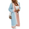 image:imagechouyatou Womens Fall Color Block Open Front Cardigan Sweater Casual Loose Knitted Long Coatigan CoatSky Blue
