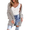 image:imagechouyatou Womens Fall Open Front Long Cardigan Sweaters Chunky Knit Boho Duster Cardigans with PocketsGrey