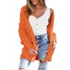 image:imagechouyatou Womens Fall Open Front Long Cardigan Sweaters Chunky Knit Boho Duster Cardigans with PocketsOrange