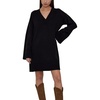 image:imagechouyatou Womens Oversized V Neck Sweater Dress Y2K Long Sleeve Ribbed Knit Pullover Midi Long Dress TopsBlack