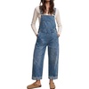 image:imagechouyatou Womens Retro Denim Bib Overalls Loose Wide Leg Jean JumpsuitBlue