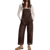 image:imagechouyatou Womens Retro Denim Bib Overalls Loose Wide Leg Jean JumpsuitCoffee