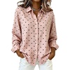 image:imagechouyatou Womens Retro Polka Dot Long Sleeve Button Down Shirt Blouse TopsPink