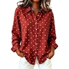 image:imagechouyatou Womens Retro Polka Dot Long Sleeve Button Down Shirt Blouse TopsRed