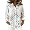 image:imagechouyatou Womens Retro Polka Dot Long Sleeve Button Down Shirt Blouse TopsWhite
