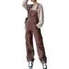 image:imagechouyatou Womens Retro Streetwear Cargo Denim Bib Overalls Jeans Y2K Baggy Cargo PantsBrown
