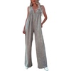 image:imagechouyatou Womens Sexy Suspender Strap Pleated Denim Overalls Back Smocked Wide Leg Jean Jumpsuit PantsCamel