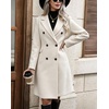 image:imagechouyatou Women Double Breasted Mid Long Dressy Casual Wool Trench PeacoatBeige White