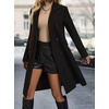 image:imagechouyatou Women Double Breasted Mid Long Dressy Casual Wool Trench PeacoatBlack