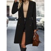 image:imagechouyatou Women Double Breasted Mid Long Dressy Casual Wool Trench PeacoatBlack