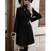 image:imagechouyatou Women Double Breasted Mid Long Dressy Casual Wool Trench PeacoatBlack