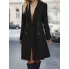 image:imagechouyatou Women Double Breasted Mid Long Dressy Casual Wool Trench PeacoatBlack