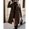 image:imagechouyatou Women Double Breasted Mid Long Dressy Casual Wool Trench PeacoatCoffee