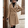 image:imagechouyatou Women Double Breasted Mid Long Dressy Casual Wool Trench PeacoatKhaki