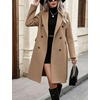 image:imagechouyatou Women Double Breasted Mid Long Dressy Casual Wool Trench PeacoatKhaki