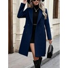 image:imagechouyatou Women Double Breasted Mid Long Dressy Casual Wool Trench PeacoatNavy