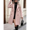 image:imagechouyatou Women Double Breasted Mid Long Dressy Casual Wool Trench PeacoatPink