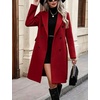 image:imagechouyatou Women Double Breasted Mid Long Dressy Casual Wool Trench PeacoatRed
