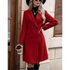 image:imagechouyatou Women Double Breasted Mid Long Dressy Casual Wool Trench PeacoatRed