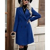 image:imagechouyatou Women Double Breasted Mid Long Dressy Casual Wool Trench PeacoatRoyal Blue