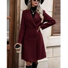 image:imagechouyatou Women Double Breasted Mid Long Dressy Casual Wool Trench PeacoatWine Red