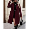 image:imagechouyatou Women Double Breasted Mid Long Dressy Casual Wool Trench PeacoatWine Red