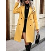image:imagechouyatou Women Double Breasted Mid Long Dressy Casual Wool Trench PeacoatYellow