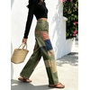 image:imagechouyatou Womens Baggy Distressed Patchwork Denim Pants Vintage JeansGreen