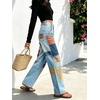 image:imagechouyatou Womens Baggy Distressed Patchwork Denim Pants Vintage JeansLight Blue