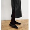 image:imagechouyatou Womens Sexy Side Slit PU Leather Skirt High Elastic Waist Faux Leather Midi Long Skirt with PocketsBlack