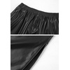 image:imagechouyatou Womens Sexy Side Slit PU Leather Skirt High Elastic Waist Faux Leather Midi Long Skirt with PocketsBlack