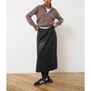 image:imagechouyatou Womens Sexy Side Slit PU Leather Skirt High Elastic Waist Faux Leather Midi Long Skirt with PocketsBlack