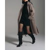 image:imagechouyatou Womens Winter Herringbone Long Wool Trench Coat Single Breasted Casual Dressy Belted Pea Coat JacketBrown