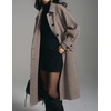 image:imagechouyatou Womens Winter Herringbone Long Wool Trench Coat Single Breasted Casual Dressy Belted Pea Coat JacketBrown