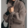image:imagechouyatou Womens Winter Herringbone Long Wool Trench Coat Single Breasted Casual Dressy Belted Pea Coat JacketBrown