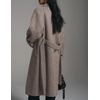 image:imagechouyatou Womens Winter Herringbone Long Wool Trench Coat Single Breasted Casual Dressy Belted Pea Coat JacketBrown