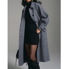 image:imagechouyatou Womens Winter Herringbone Long Wool Trench Coat Single Breasted Casual Dressy Belted Pea Coat JacketNavy