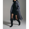 image:imagechouyatou Womens Winter Herringbone Long Wool Trench Coat Single Breasted Casual Dressy Belted Pea Coat JacketNavy