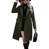 image:imagechouyatou Women Double Breasted Mid Long Dressy Casual Wool Trench PeacoatArmy Green
