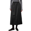 image:imagechouyatou Womens Sexy Side Slit PU Leather Skirt High Elastic Waist Faux Leather Midi Long Skirt with PocketsBlack