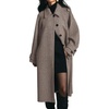 image:imagechouyatou Womens Winter Herringbone Long Wool Trench Coat Single Breasted Casual Dressy Belted Pea Coat JacketBrown