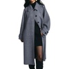 image:imagechouyatou Womens Winter Herringbone Long Wool Trench Coat Single Breasted Casual Dressy Belted Pea Coat JacketNavy