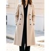 image:imagechouyatou Womens Double Breasted Dressy Wool Coat Long Trench Pea CoatApricot