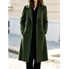 image:imagechouyatou Womens Double Breasted Dressy Wool Coat Long Trench Pea CoatArmy Green