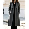 image:imagechouyatou Womens Double Breasted Dressy Wool Coat Long Trench Pea CoatDark Gray