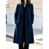 image:imagechouyatou Womens Double Breasted Dressy Wool Coat Long Trench Pea CoatNavy