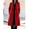 image:imagechouyatou Womens Double Breasted Dressy Wool Coat Long Trench Pea CoatRed