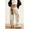 image:imagechouyatou Womens Retro Floral Patch Jeans Y2k Baggy Wide Leg Denim PantsBeige