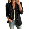 image:imagechouyatou Women Ruffle Trim Denim Jean Jacket Button Open Front Shirt CoatBlack