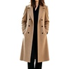 image:imagechouyatou Womens Double Breasted Dressy Wool Coat Long Trench Pea CoatKhaki